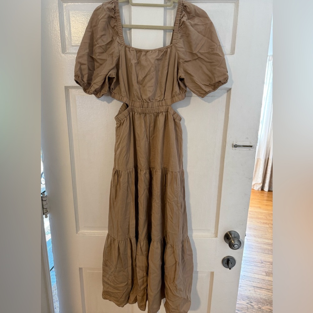 The Drop Anaya Square Neck Cut-Out Tiered Maxi Dress